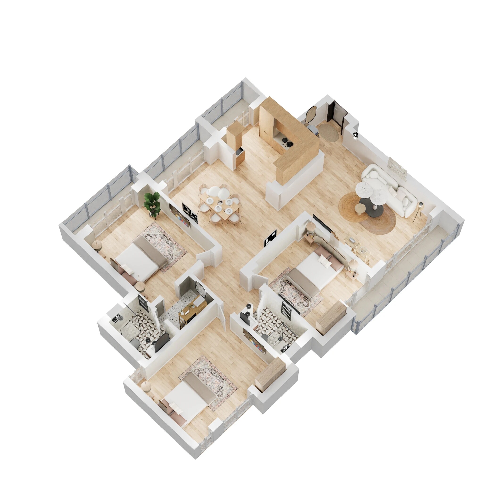 Floor plan of 3 BHK 1875 Sq. Ft. Apartment in Rishita Celebrity Greens, Lucknow