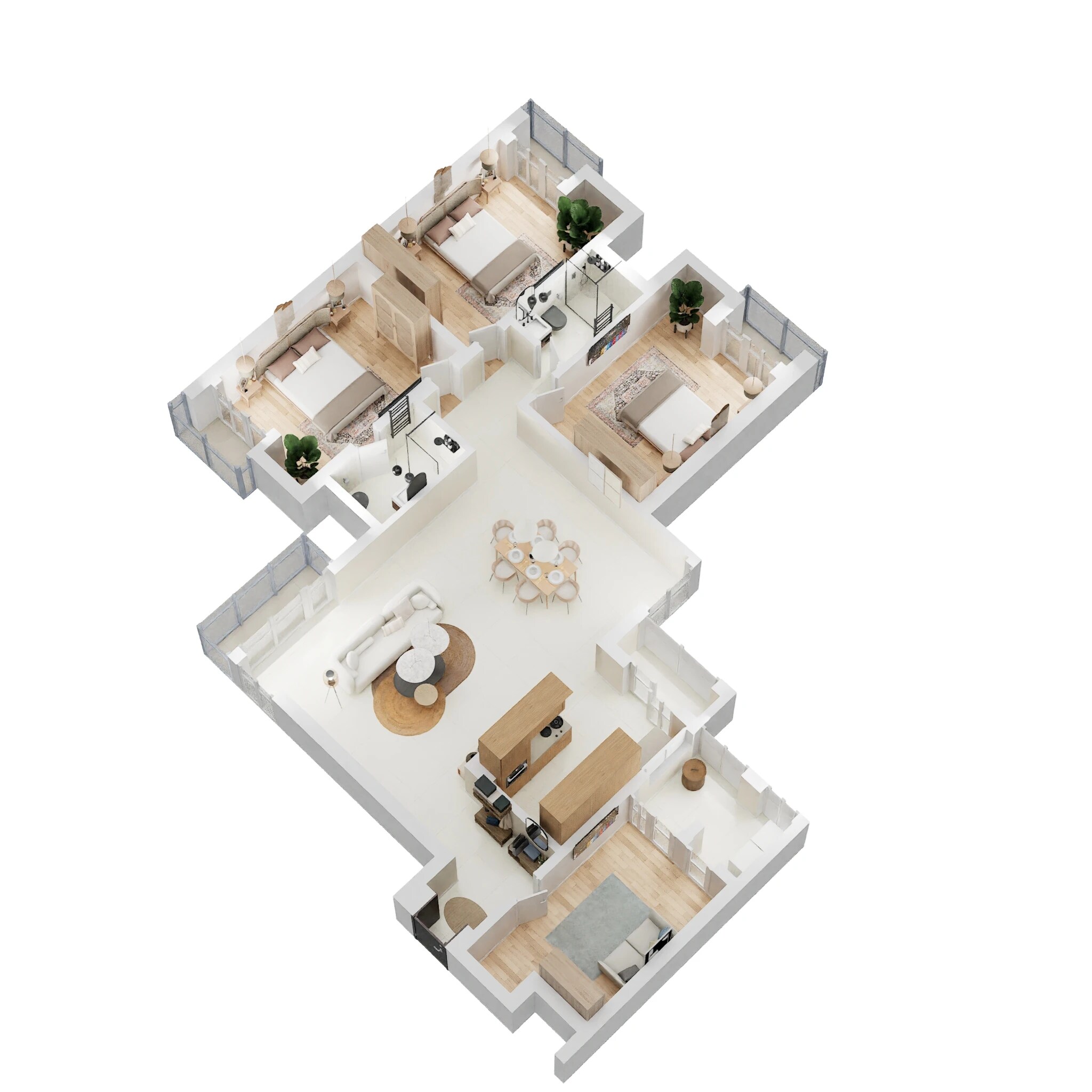 Floor plan of 3 BHK 1995 Sq. Ft. Apartment in Rishita Celebrity Greens, Lucknow