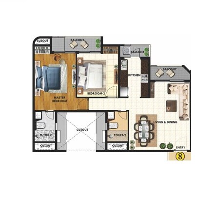 Other, rishita-mulberry-heights 2 Bedroom 874 Sq.Ft. Apartment In Sushant Golf City Lucknow 8780492