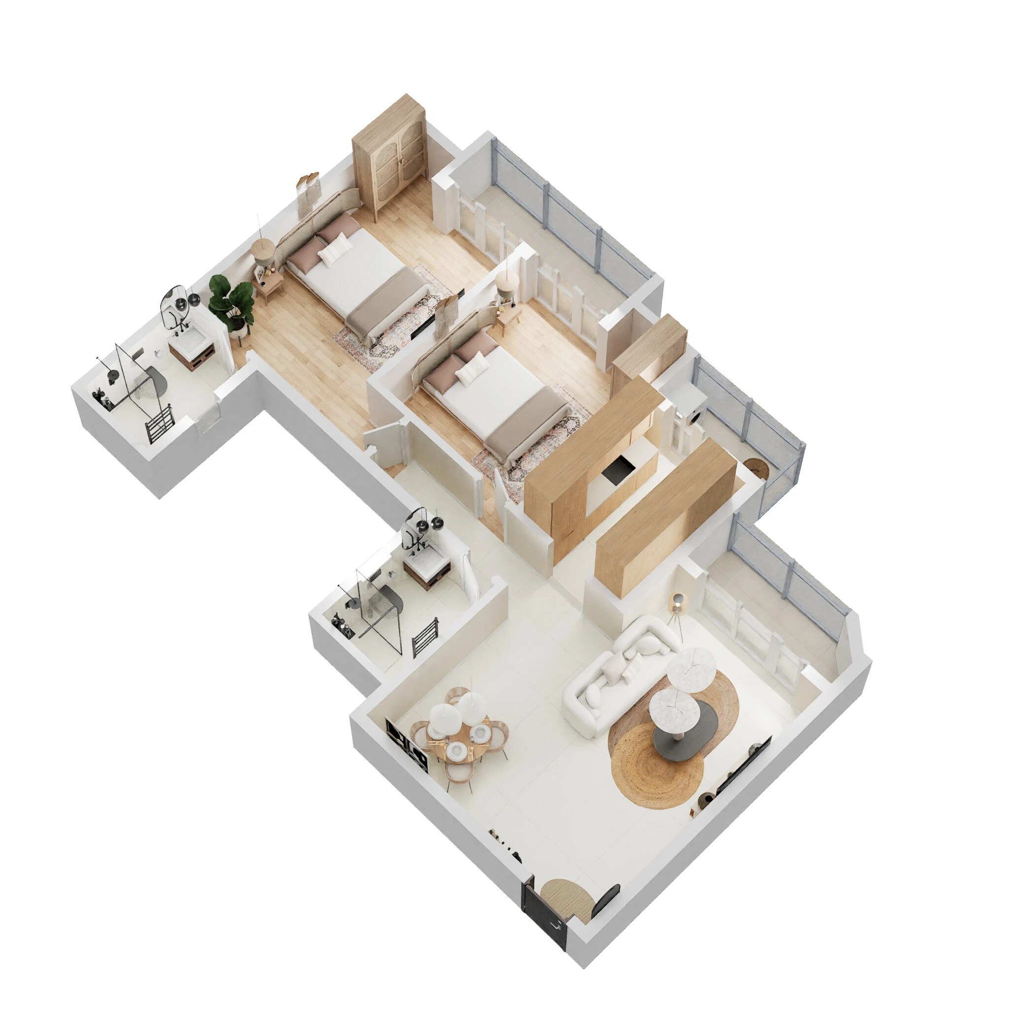 Floor plan of 2 BHK 1894 Sq. Ft. Apartment in Rishita Mulberry Heights, Lucknow