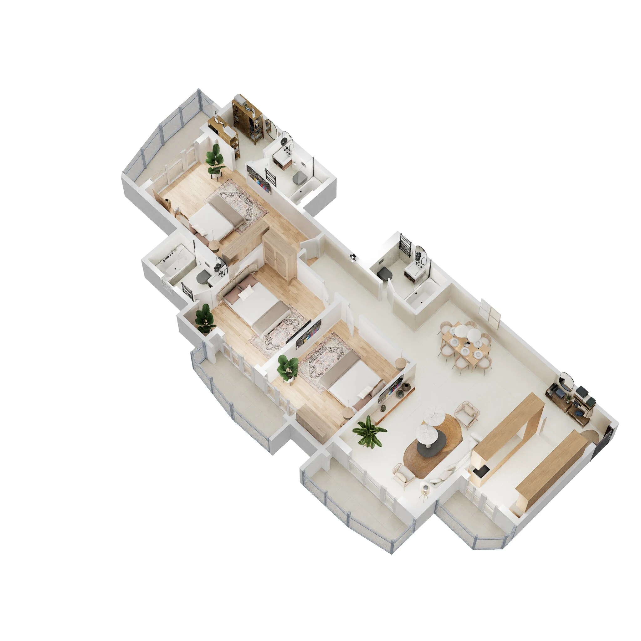 Floor plan of 3 BHK 2230 Sq. Ft. Apartment in Rishita Mulberry Heights, Lucknow