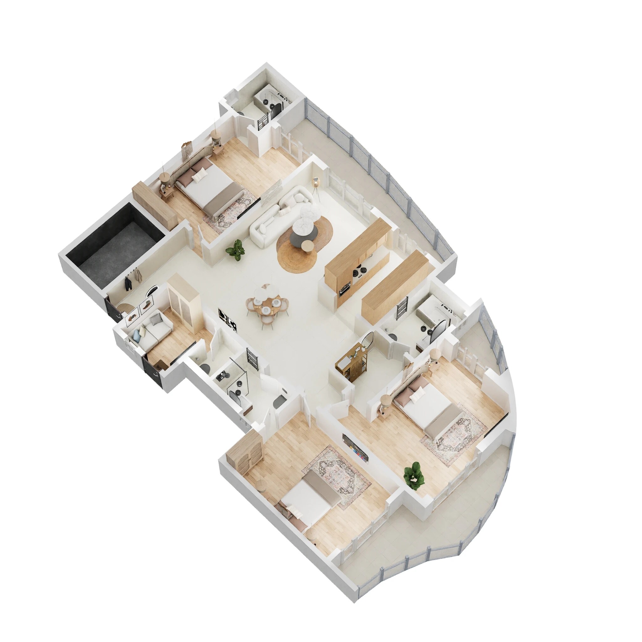 Floor plan of 3 BHK 2250 Sq. Ft. Apartment in Rishita Mulberry Heights, Lucknow