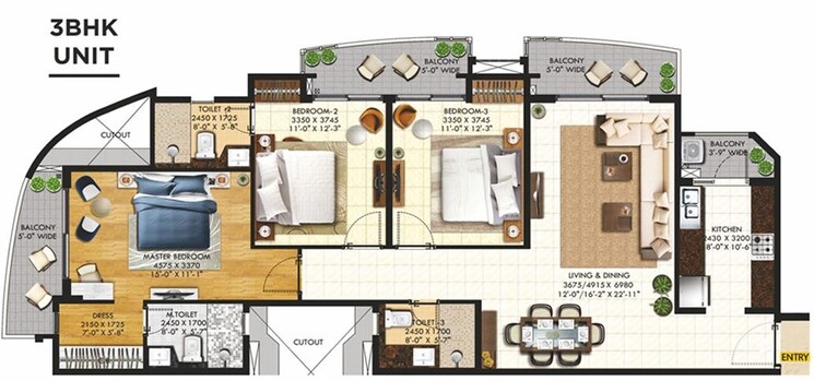Other, rishita-mulberry-heights 3 Bedroom 1832 Sq.Ft. Apartment In Sushant Golf City Lucknow 9001975