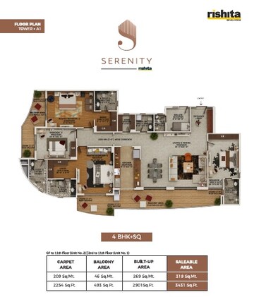  4 BHK Apartment at Rishita Serenity, Sushant Golf City – for Sale