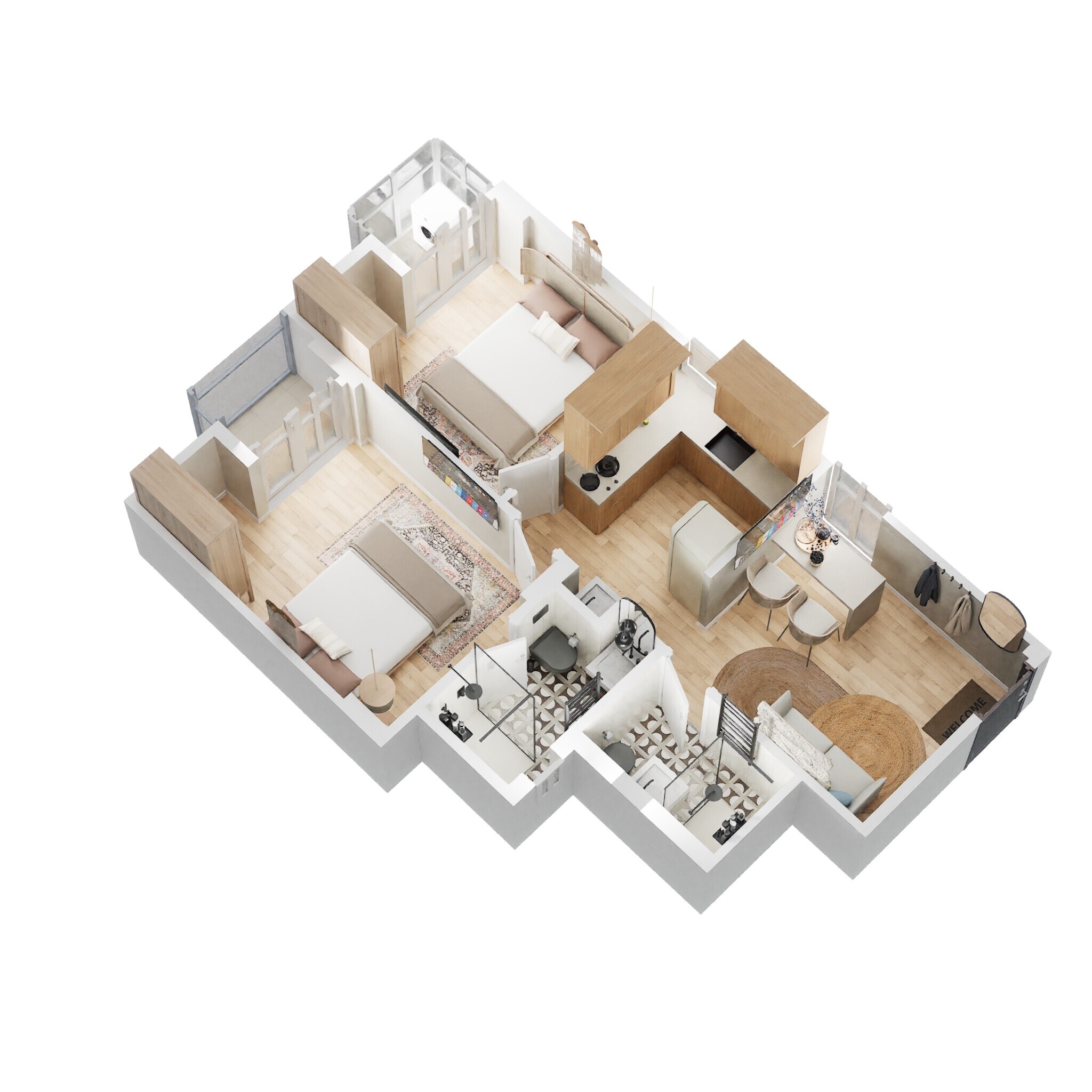 2 BHK 760 Sq. Ft. Apartment