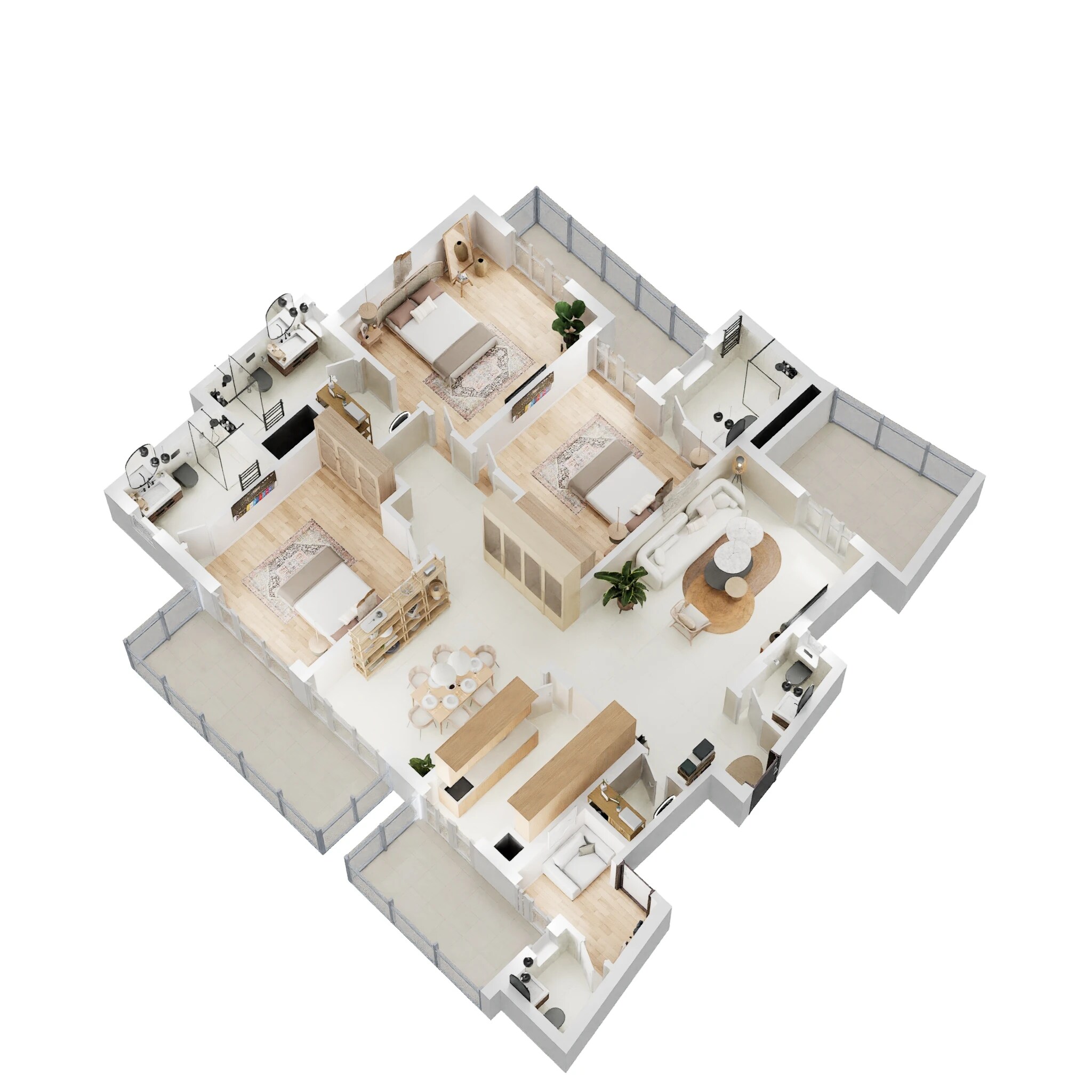 Floor plan of 3 BHK 2200 Sq. Ft. Apartment in Shalimar Belvedere Court, Lucknow