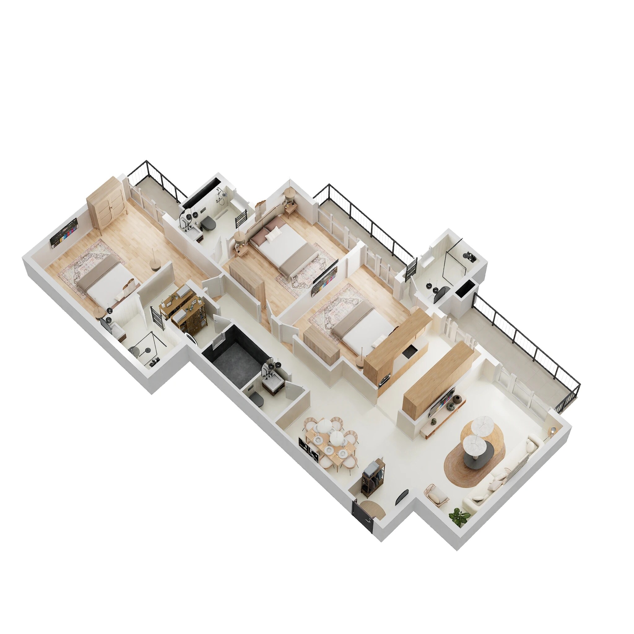 3 BHK 1950 Sq. Ft. Apartment