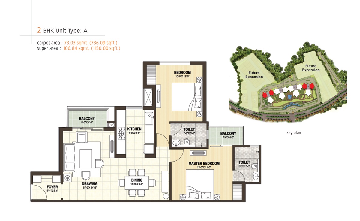 2 BHK 1150 Sq. Ft. Apartment in Shalimar Garden Bay Heights