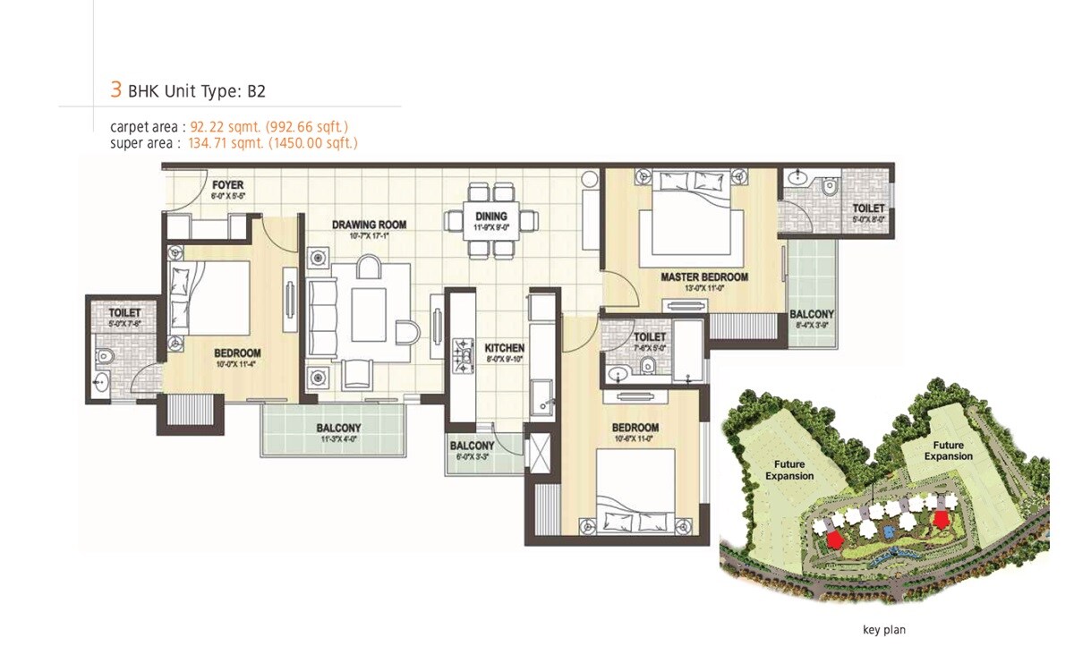 3 BHK 1450 Sq. Ft. Apartment