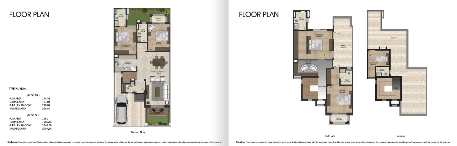Floor plan of 4 BHK 2439 Sq. Ft. Villa in Shalimar Garden Bay Villa, Lucknow