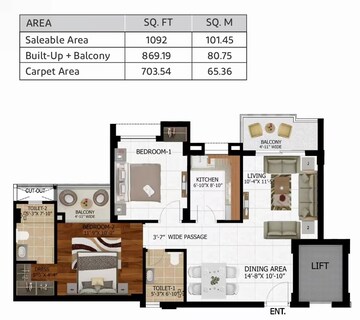  2 BHK Apartment at Shalimar Mannat, Faizabad Road – for Sale