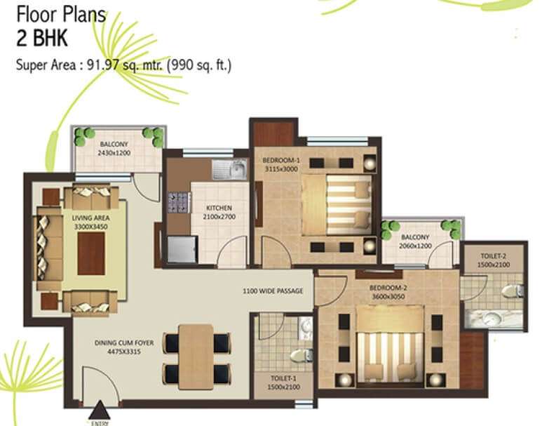 2 BHK 990 Sq. Ft. Apartment in Shalimar Mannat