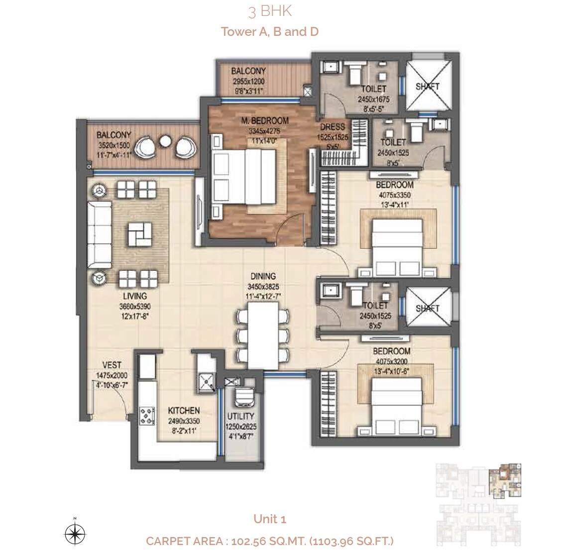 3 BHK 1770 Sq. Ft. Apartment