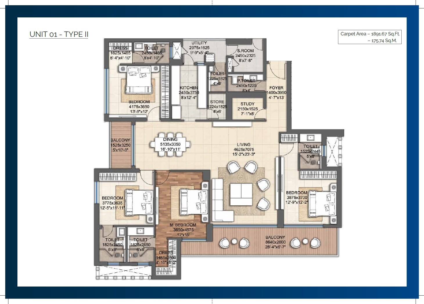 4 BHK 1891 Sq. Ft. Apartment