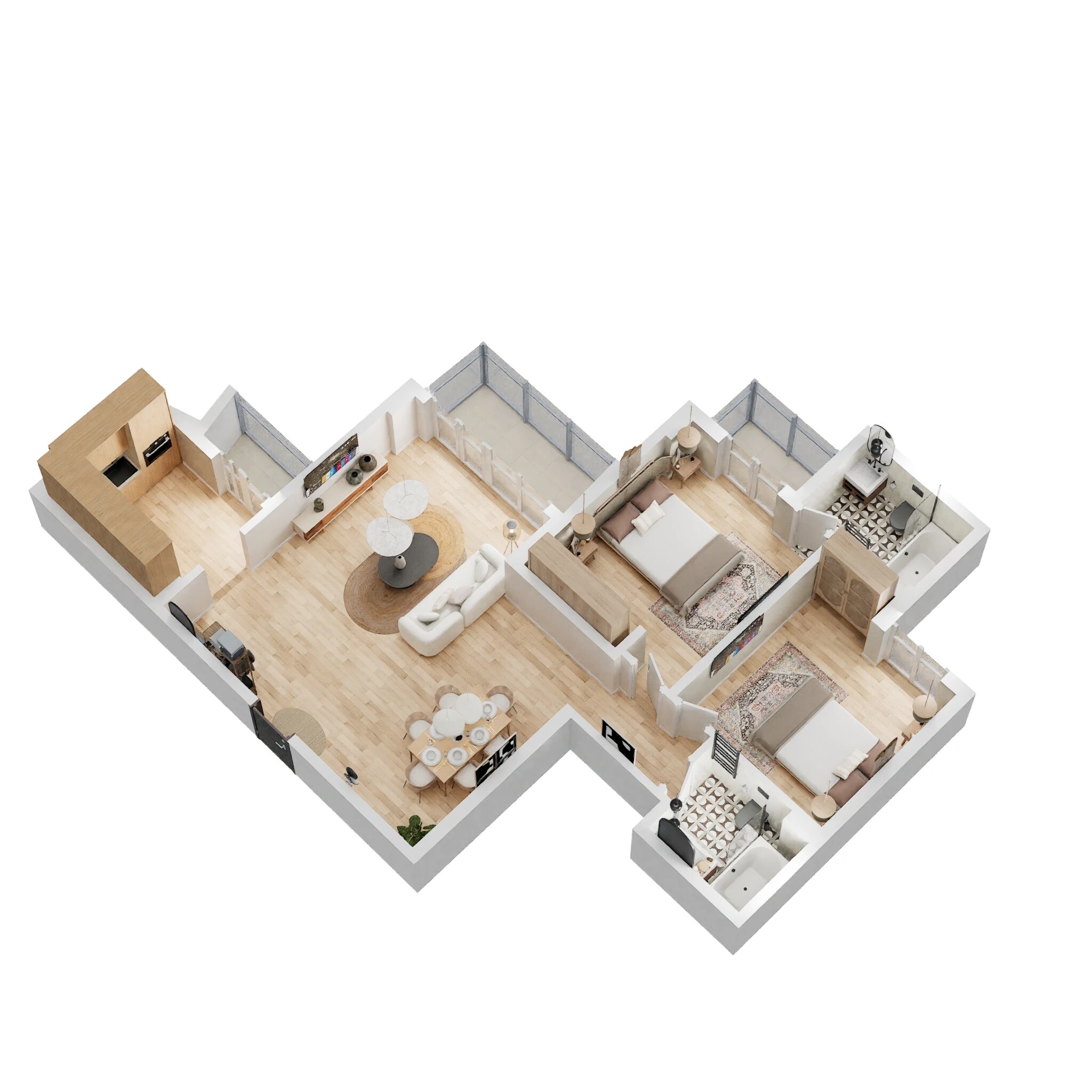 Floor plan of 2 BHK 1250 Sq. Ft. Apartment in Shalimar Oneworld Vista, Lucknow