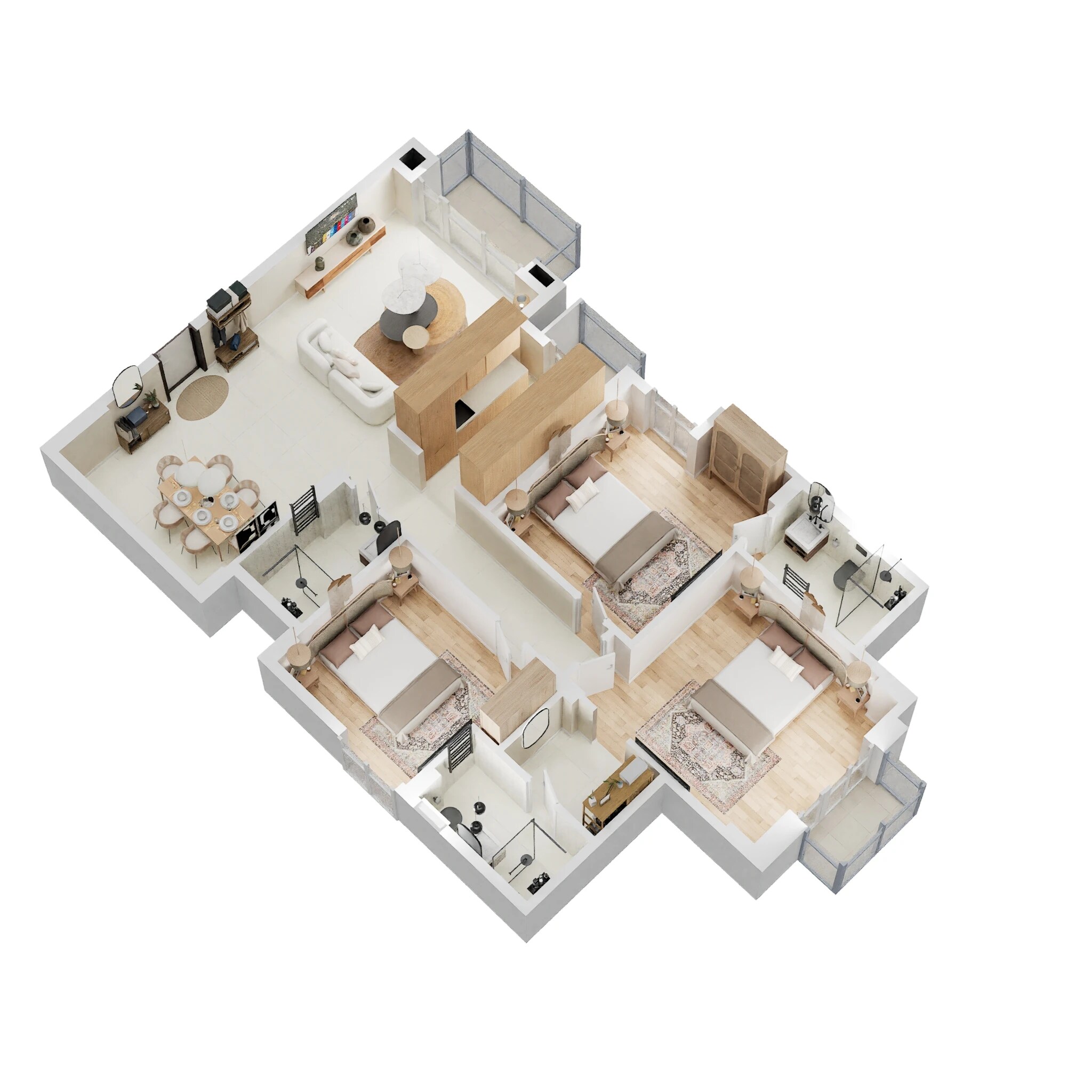 Floor plan of 3 BHK 1700 Sq. Ft. Apartment in Shalimar Oneworld Vista, Lucknow