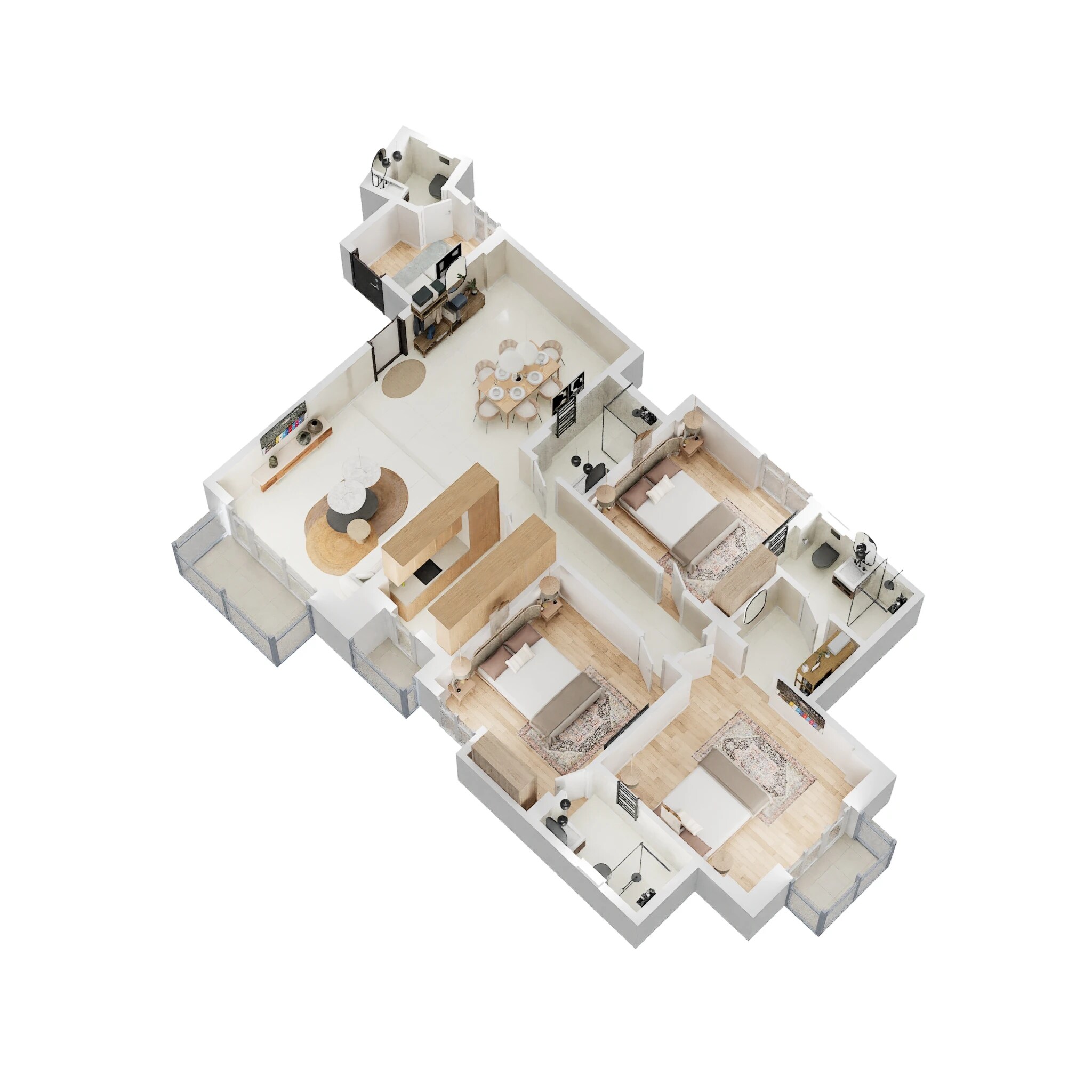 Floor plan of 3 BHK 1830 Sq. Ft. Apartment in Shalimar Oneworld Vista, Lucknow