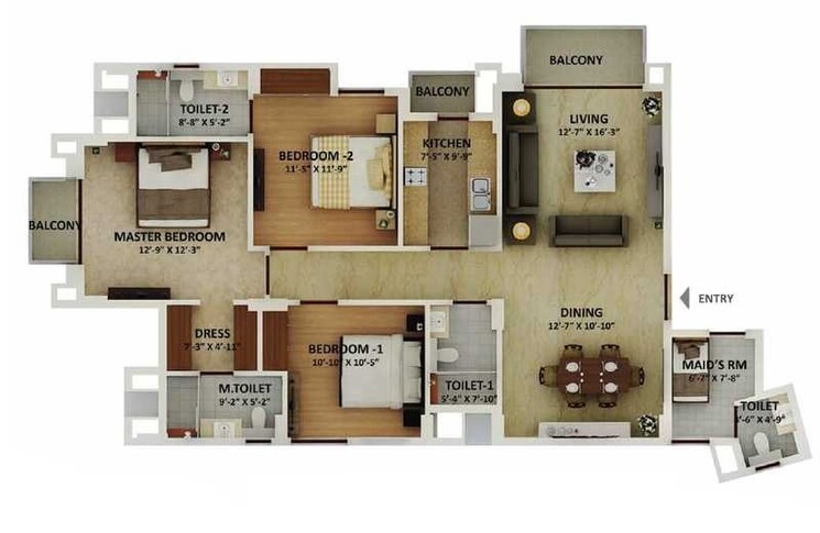 Other, shalimar-oneworld-vista 3 Bedroom 1830 Sq.Ft. Apartment In Malesemau Lucknow 8975542