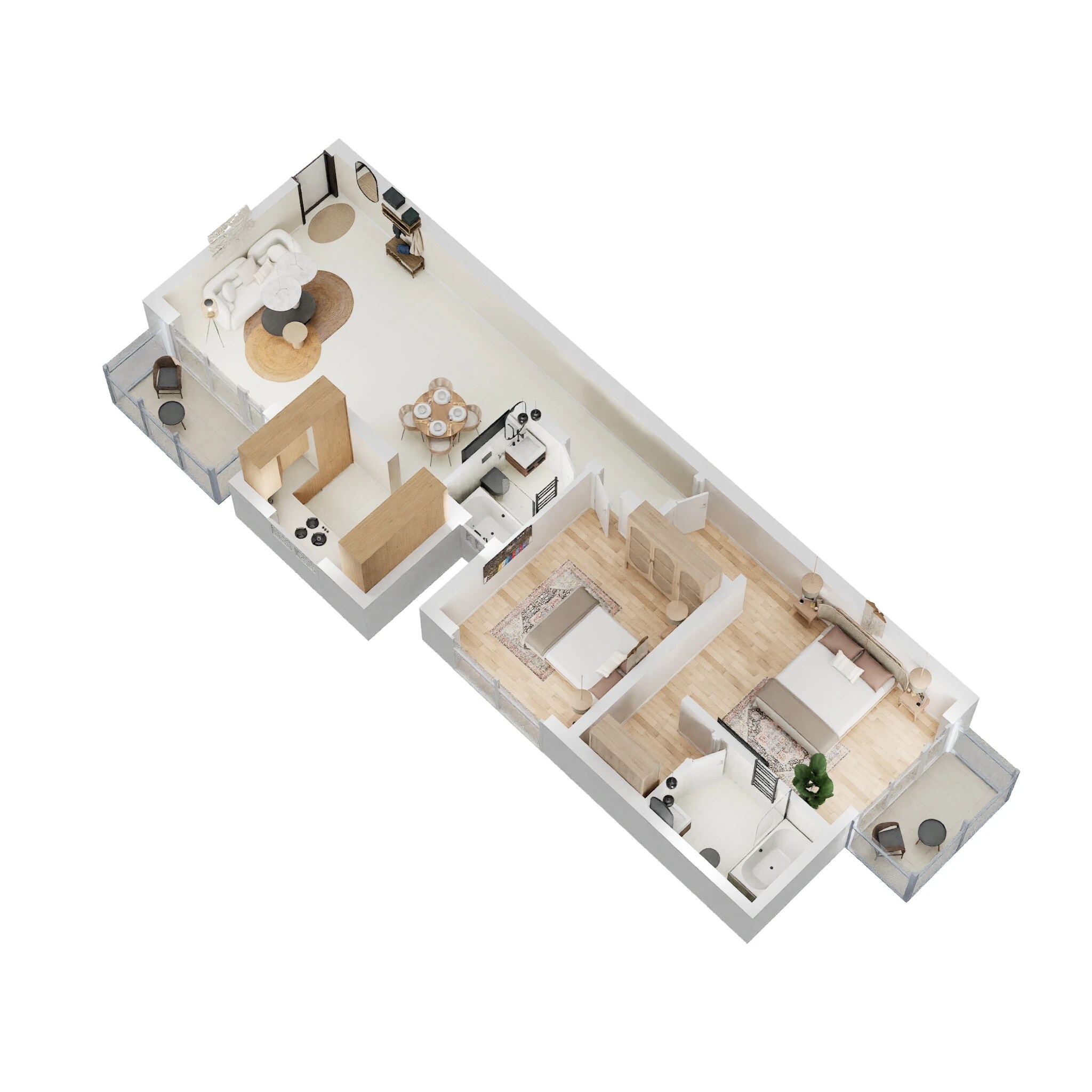 Floor plan of 2 BHK 1240 Sq. Ft. Apartment in Shree Shraddha The Grace, Lucknow