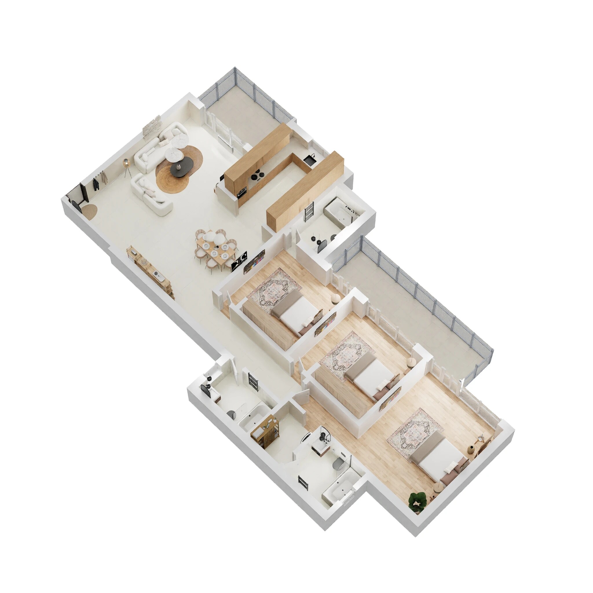 Floor plan of 3 BHK 1575 Sq. Ft. Apartment in Shree Shraddha The Grace, Lucknow