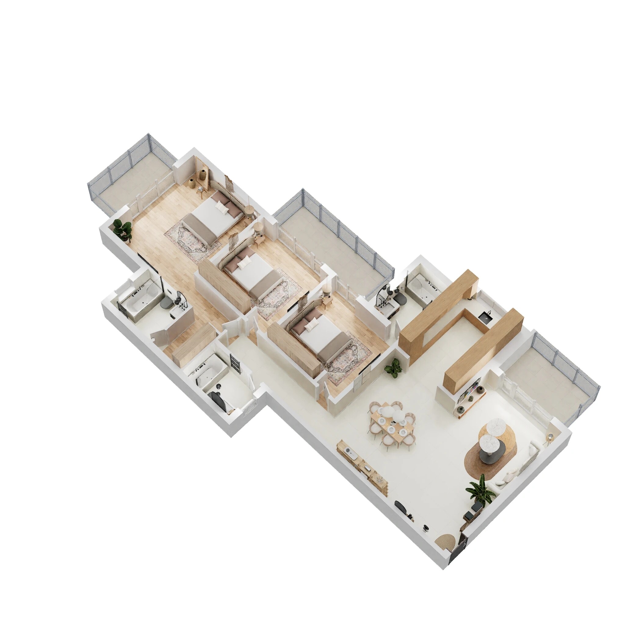 Floor plan of 3 BHK 1585 Sq. Ft. Apartment in Shree Shraddha The Grace, Lucknow