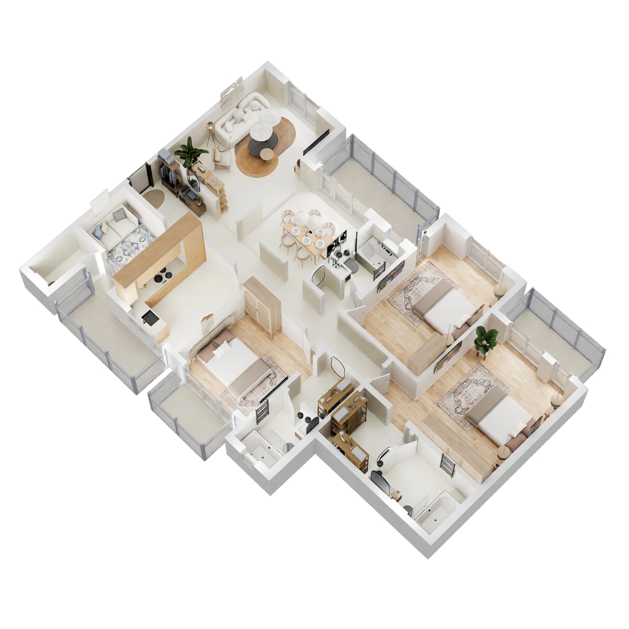 Floor plan of 3 BHK 2050 Sq. Ft. Apartment in Shree Shraddha The Grace, Lucknow