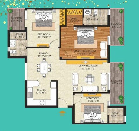 3 BHK 1610 Sq. Ft. Apartment