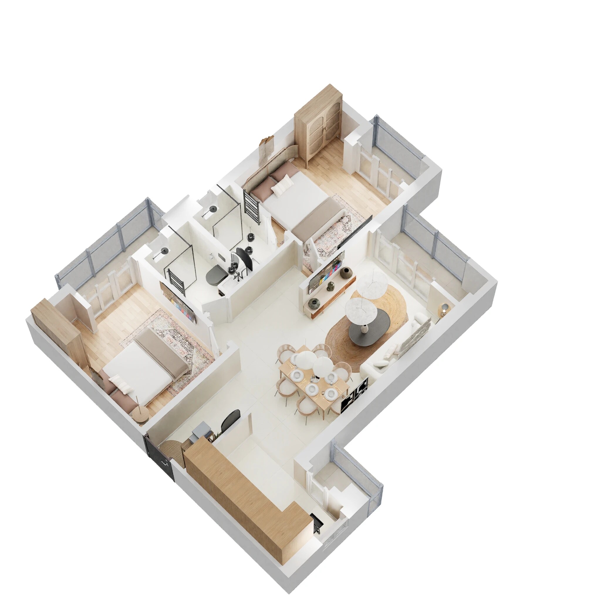 Floor plan of 2 BHK 1150 Sq. Ft. Apartment in Urban Axis Urban Woods, Lucknow