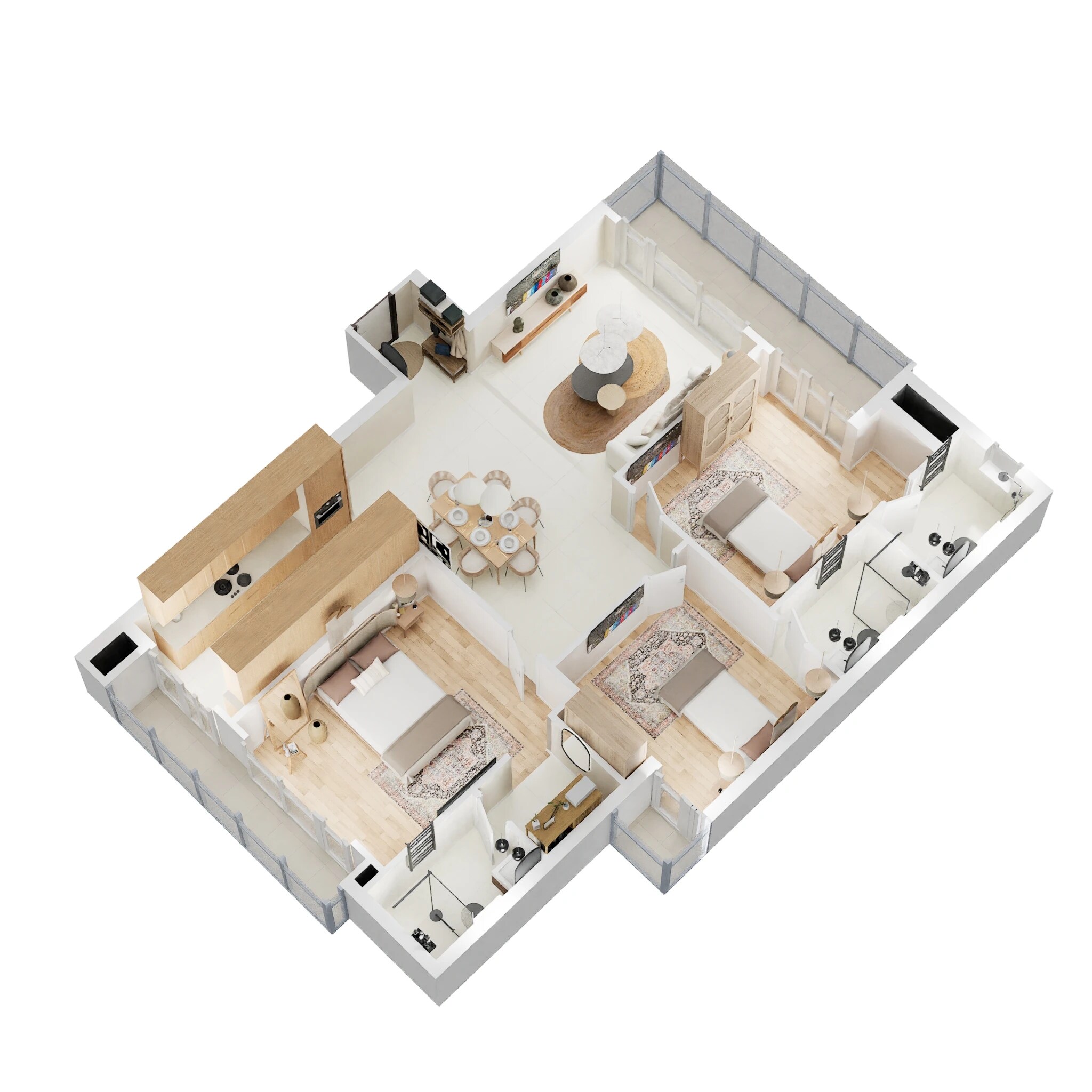 Floor plan of 3 BHK 1560 Sq. Ft. Apartment in Urban Axis Urban Woods, Lucknow