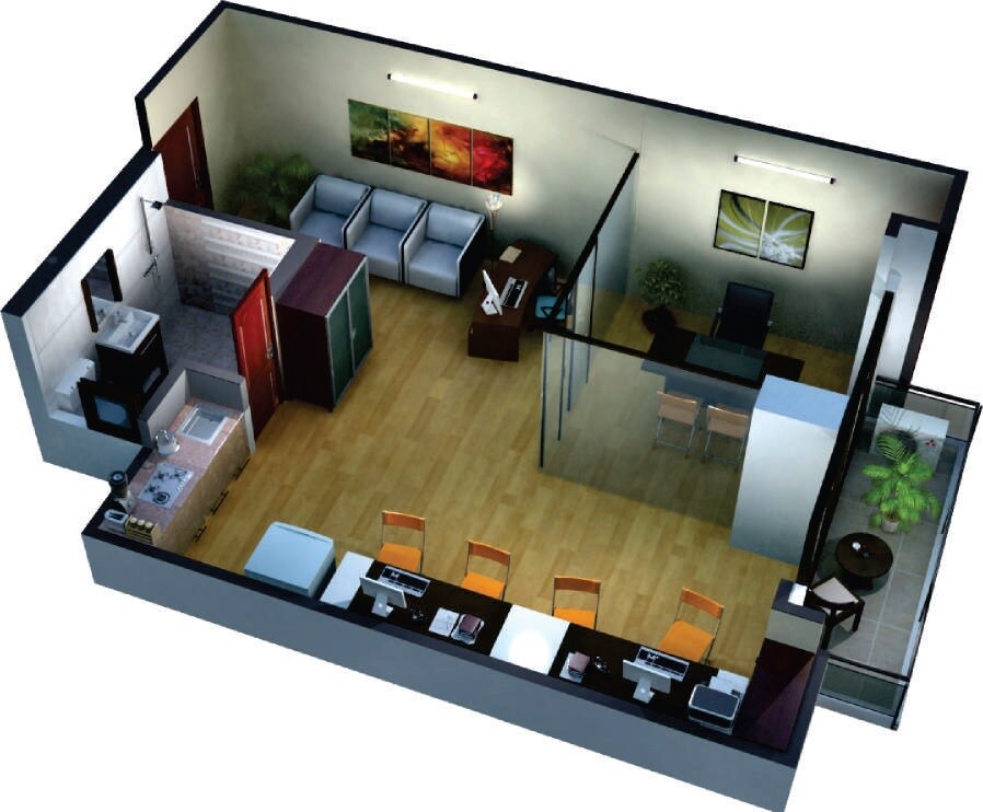 Floor plan of 432 Sq. Ft. Studio in Viraj BBD Times Square, Lucknow