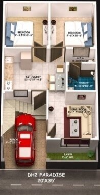 Floor plan of 2 BHK 700 Sq. Ft. Villa in VJ DH2 Paradise, Lucknow