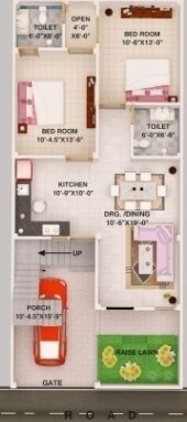 Floor plan of 1 BHK 1100 Sq. Ft. Villa in VJ DH2 Paradise, Lucknow