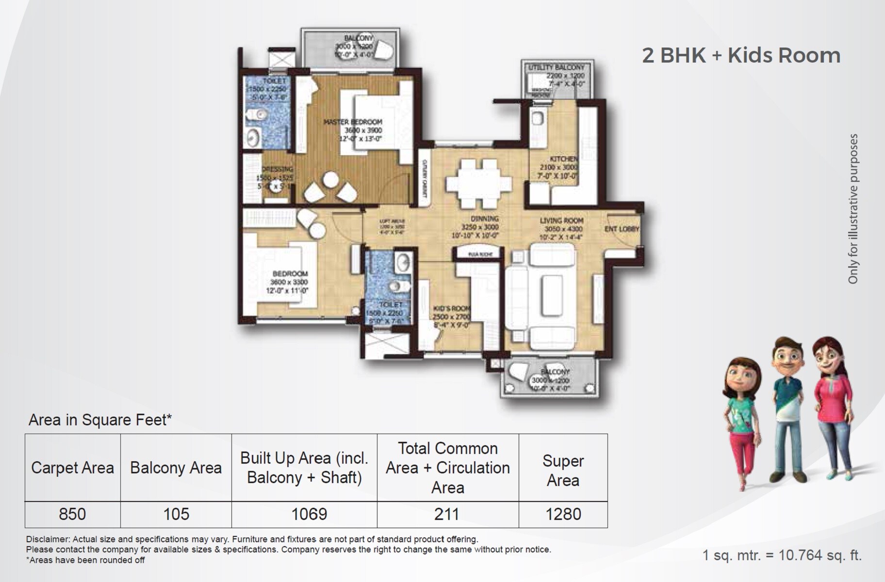 2 BHK 1280 Sq. Ft. Apartment