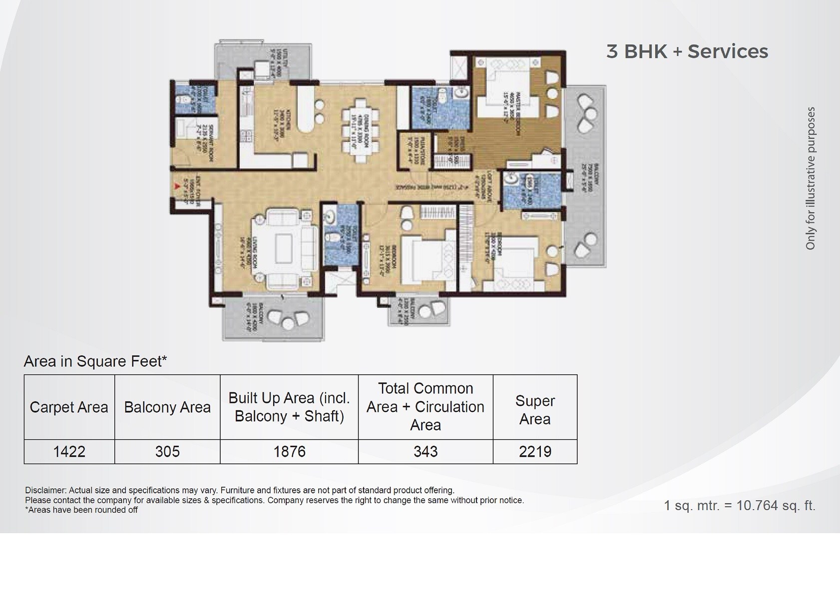 3 BHK 2219 Sq. Ft. Apartment