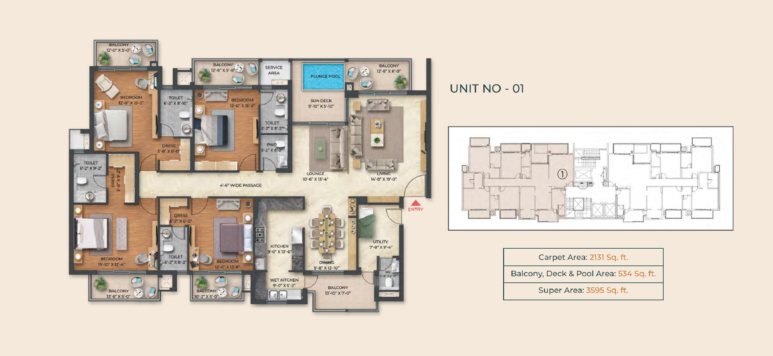 4 BHK 3595 Sq. Ft. Apartment