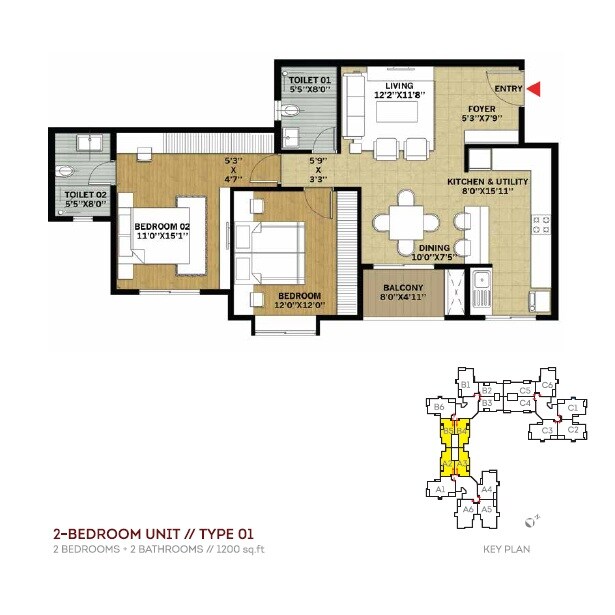2 BHK 1200 Sq. Ft. Apartment
