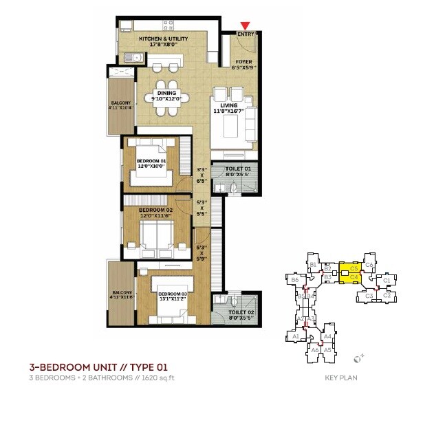 3 BHK 1620 Sq. Ft. Apartment