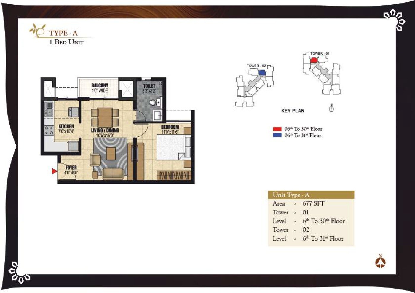 1 BHK 677 Sq. Ft. Apartment