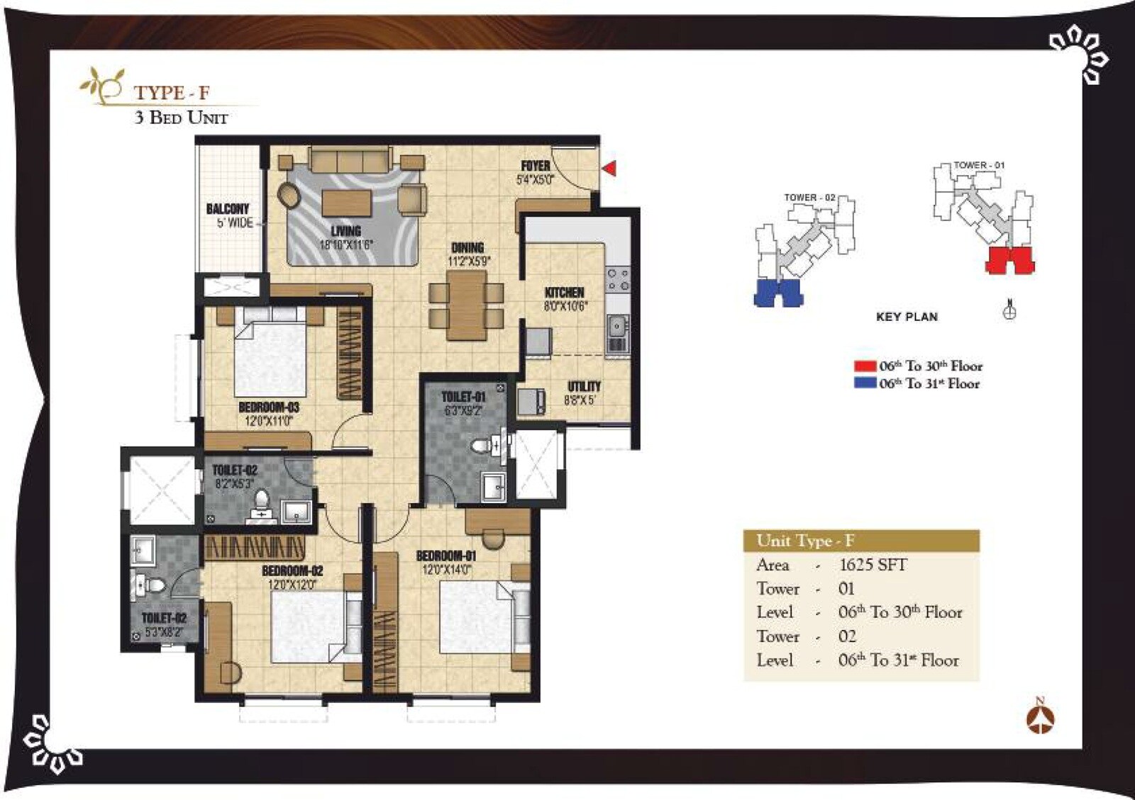 3 BHK 1625 Sq. Ft. Apartment