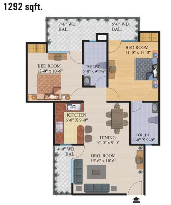 supertech palm greens apartment 2 bhk 1292sqft 20213125223132