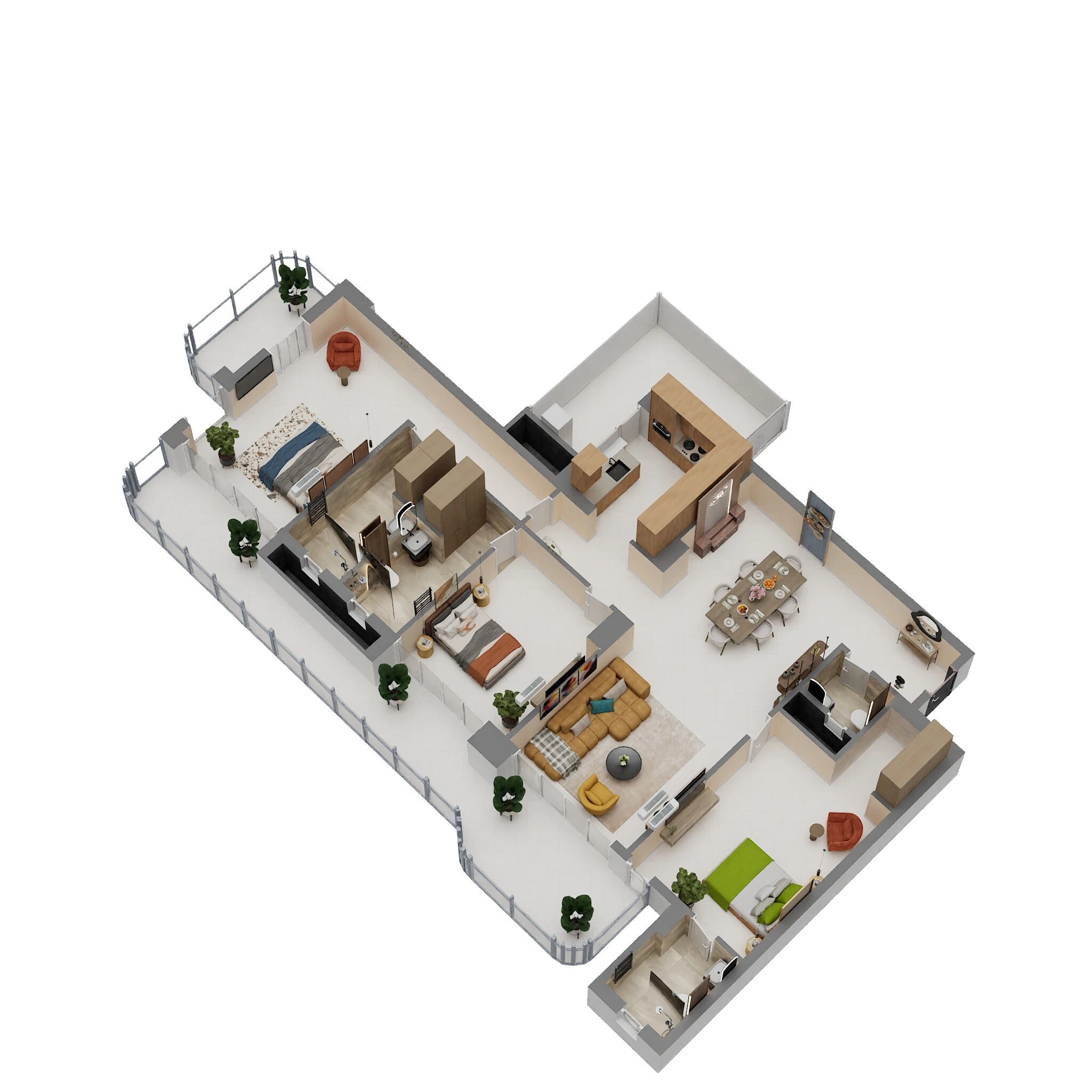 Floor plan of 3 BHK 2651 Sq. Ft. Apartment in Noble Magnollia, Mohali