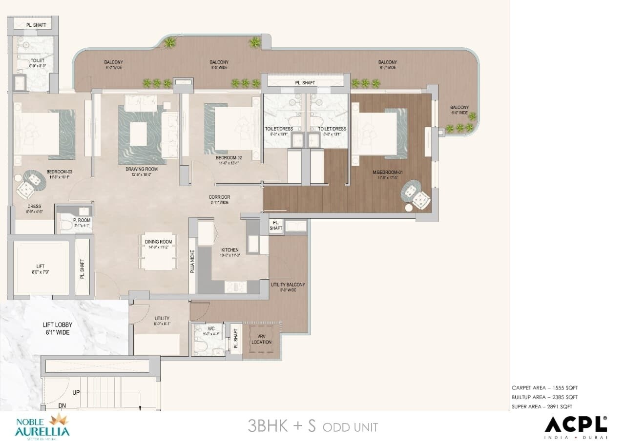 3 BHK 2891 Sq. Ft. Apartment