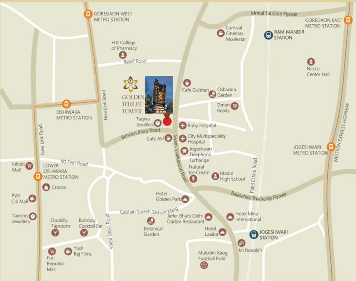 Aakash Universal Golden Jubilee Tower Location Image