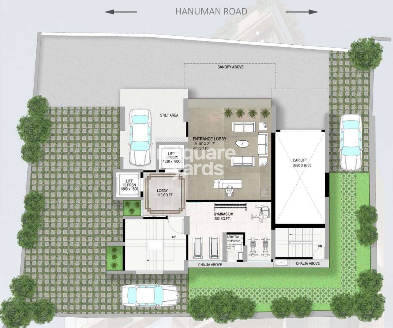 Arkade-Darshan_an aerial view of a building with a tractor trailer on top of it