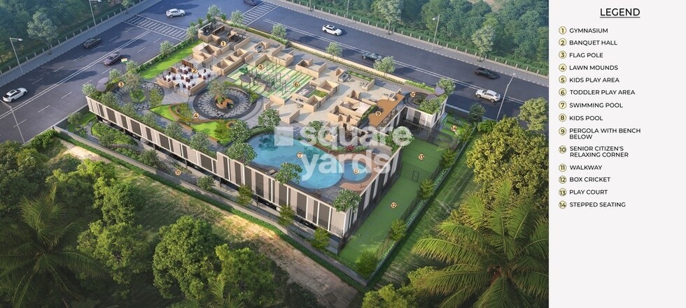 Arkade-Eden_an aerial view of a city with a large building