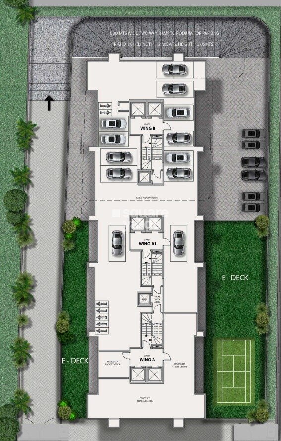 Crescent-Silverwoods_a model of a building with a robot on top of it