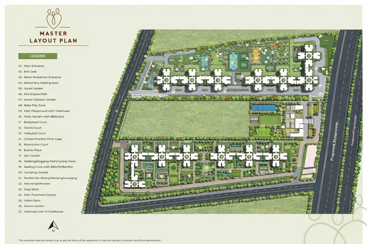 Godrej-Trilogy_an aerial view of a field of grass and trees