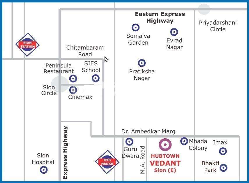 hubtown vedant project location image1