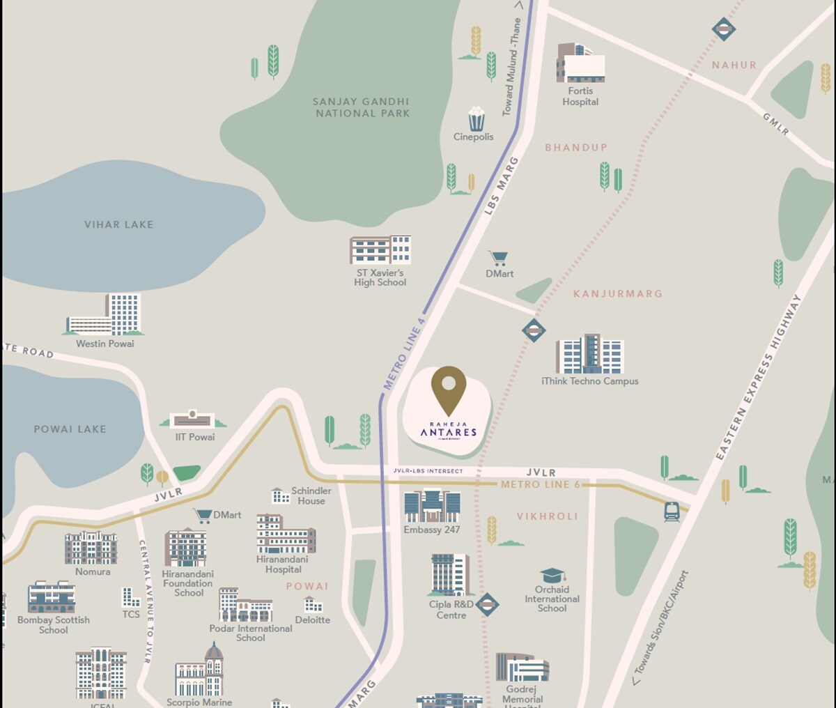 K Raheja Antares Location Image