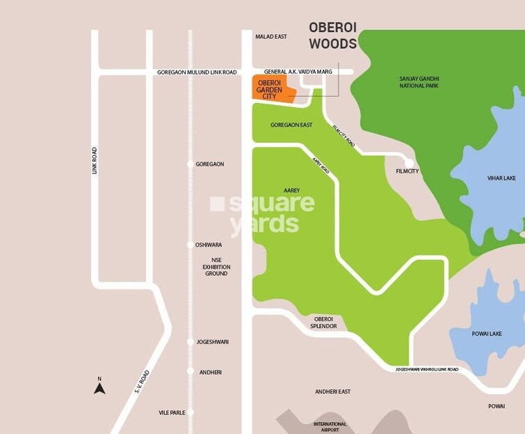 Oberoi Realty Woods Location Image